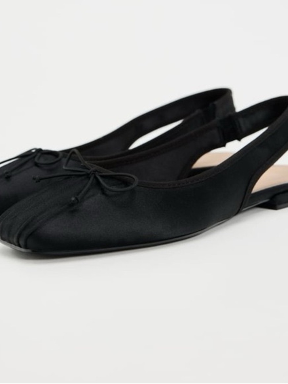 Zara Black Slingback Bow Ballet Flats